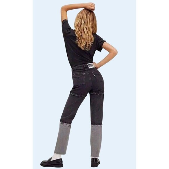 RAGGED PRIEST Striped Multi Tone Panel Mom Jeans Sz 24 - Picture 1 of 8